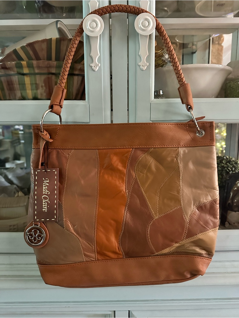 Vintage New Madi Claire Genuine Leather Patchwork Tote Bag